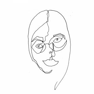 sketched self portrait of Kate Henderson